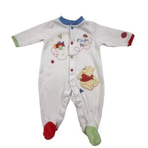Vintage Winnie The Pooh 1-Piece Footed Pajama Infant 0-3M Disney